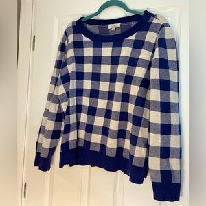 Loft Royal Blue and White Checkered Sweater